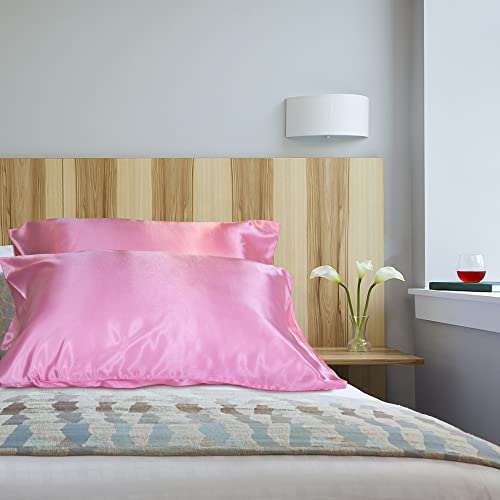 Satin Pillowcase for Hair and Skin, Besititli Super Soft Satin Silky Pink Pillowcases with Envelope Closure 20x40inchs Set of 2
