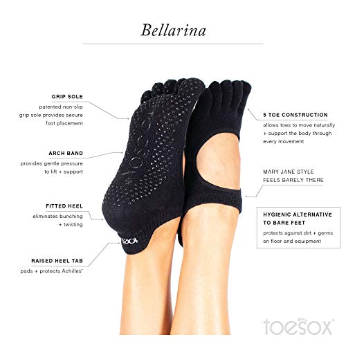toesox Womens Grip Full Toe Bellarina, Aerobic, Medium