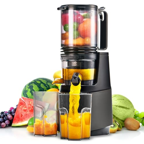 Photo 1 of Cold Press Juicer,Slow Masticating Juicer Machines with 5.3" Large Feed Chute for Most Fruits and Vegetables,Easy to Clean Lemon Orange Juicer with 250W Motor and High Juice Yield,Deep Grey