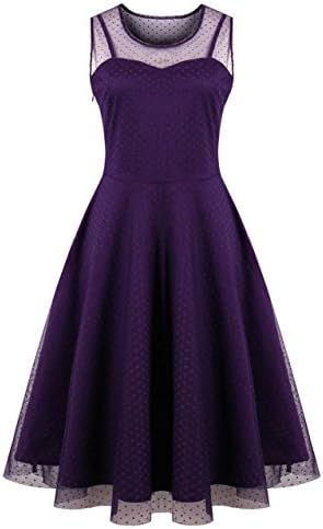 KILOLONE Womens 1950s Plus Size Dresses Christmas Party Vintage Retro Bridesmaid Evening Lace Sleeveless Cocktail Dress