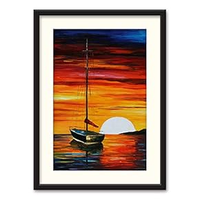 Black Framed Canvas Wall Art Oil Painting Scenery Home Artwork Decoration for Living Room, Bedroom - 23x31 inches