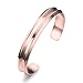 WUSUANED Stainless Steel V Grooved Cuff Bracelet Bangle for Women (V groove rose gold)