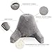 mittaGonG Reading Pillow for Sitting in Bed Adult, Bed Rest Sitting Pillow with Arms, Removable Velvet Cover, Relaxing/Gaming/Lounge/tv Pillow Gray