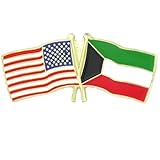 PinMart USA and Kuwait Crossed Friendship Flag Enamel Lapel Pin