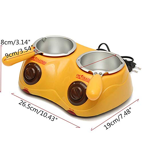 Zz Pro Electric Cheese Chocolate Melting Pot, Drink Warming Machine, Home made Fondue Set for Multiple use - with all shapes molds, 10 plastic skewer, 10 plastic forks, 1 spiral fork, 1 flat fork (Deluxe, Yellow) - Thumbnail 4