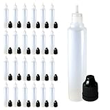 510 Central 30mL Unicorn Bottles LDPE Plastic Thin Tip (25 Pack, Black Caps)