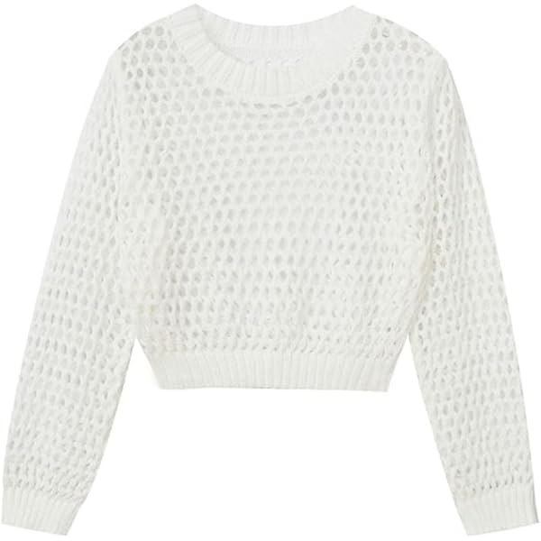 YZNLOQ Women Hollow Out Crochet Knit Tops,Summer See Through Crew