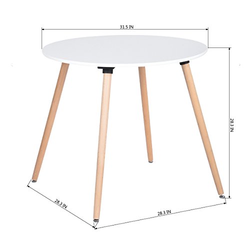 WarmCentre Round Table Dining Kitchen Table Wooden Coffee Table White Dining Room Kitchen Home Furniture