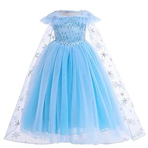 Prinses verkleedkostuum voor meisjes sneeuwkoningin kostuum fancy up pailletten met sneeuw mantel verjaardag cosplay…