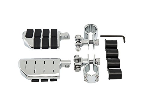 Radracing Motorcycle Short Adjustable Foot Pegs Mounts Clamps Kit 1 1/4" (32mm) fit for Harley Road King Street Glide Kawasaki Honda Yamaha Suzuki Chrome