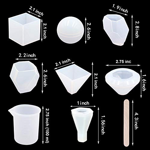 M-Aimee 6 Pieces Silicone Casting Molds and Tools Set Making Including Pendant, Jewelry, Earring, Sphere Molds, Perfect for DIY Craft (Set C)