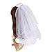 Valdler 2-Tier Beaded Veil with Attached Floral Headband for Girl White