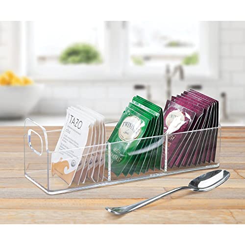mDesign Plastic Condiment Organizer and Tea Bag Holder 9" Long