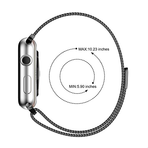 YaSpark Stainless Steel Mesh Milanese Loop with Adjustable Magnetic Closure Replacement Metal iWatch Band for Apple Watch Series 2 Series 1 Nike+ Sport and Edition 38mm/42mm (black, 42mm)