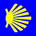 Blue Square w Seashell Camino De Santiago Sticker (compostela Pilgrim Walk Hike Way Spain sea Shell Vinyl Decal for car Truck or Laptop (3 inch)