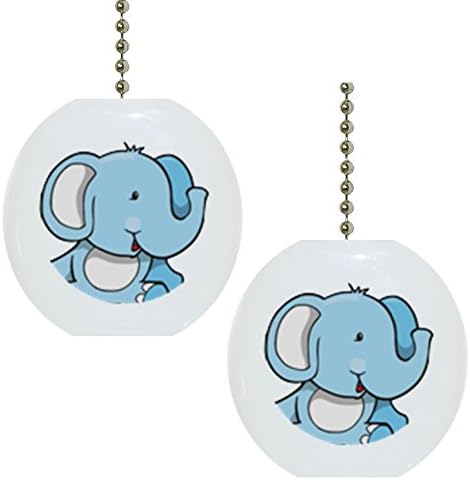 Set of 2 Elephant Jungle Safari Animal Solid Ceramic Fan Pulls