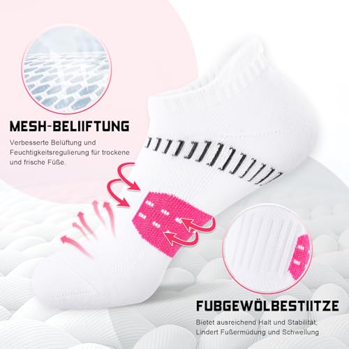 EconioSocken Sneaker Socks Women's 39-42, Anti-Blister Running Socks with Padded Support Short Ankle Socks Breathable Sports Socks Trainer Socks Women's 35-38.6 Pairs