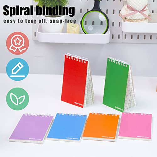 Koogel Top Bound Pocket Notebooks, Small Spiral Memo Pads Lined 3x5 Ruled Pocket Notebook Durable Cover Notebooks 50 Sheets/6 Pads for Office School Memo Tactical Steno Pads