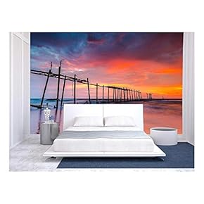 The Old Wooden Bridge - Removable Wall Mural | Self-Adhesive Large Wallpaper - 66x96 inches