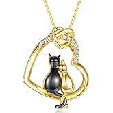 VANAODUC Heart Necklaces for Women,Anniversary Birthday Gifts for Girlfriend Grandma Wife Her Mom, 18K White Gold/14K Gold Cat Necklace Heart Womens Fashion Jewelry