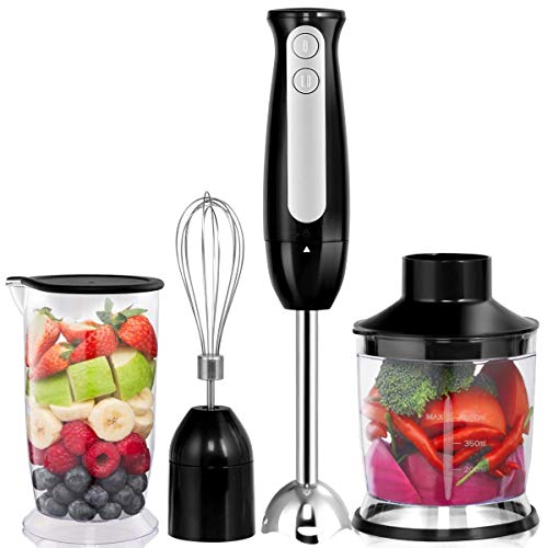 Click Here to See More Images GHP 600W 2-Speed Black Stainless Steel & ABS 4-in-1 Electric Immersion Hand Blender