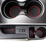 CupHolderHero for Honda Ridgeline 2017-2020 Custom Liner Accessories - Premium Cup Holder, Console, and Door Pocket Inserts 24-pc Set (Red Trim)