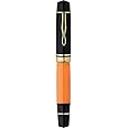 erofa Majohn P139 Piston Resin Fountain Pen Medium Nib with Box, Brass Piston System Large Capacity Writing Pen, Black Yellow