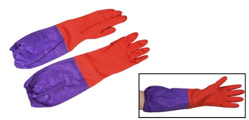 uxcell Pair Household Dish Cleaning Elbow Long Nonslip Full Fingers Latex Gloves