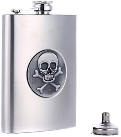Taneaxon 8 oz Skull Stainless Steel Pocket Hip Flask