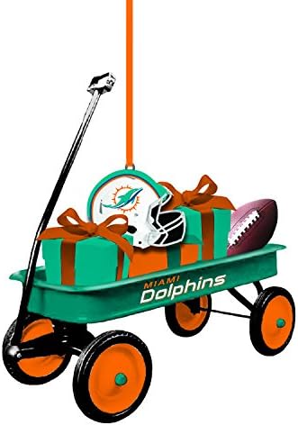 Team Sports America Miami Dolphins NFL Team Wagon Ornament Christmas and Decor for Football Fans