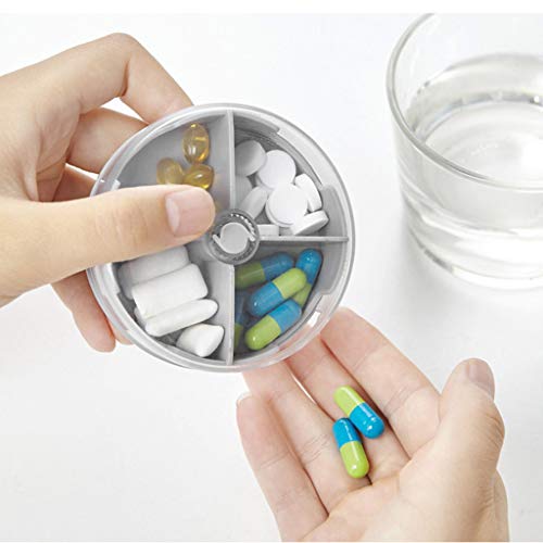 Fan-Ling 2019 Newest Portable Multi-Divided Transparent Mini Pill Box Sealed Dustproof Storage Box,4 Slot Medicine Tablet Dispenser,Creative Medicine Seal Organiser