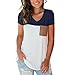 LIHER Womens V-Neck Plain White Tunic Top Casual T Shirt Plus Size Navy Blue XL