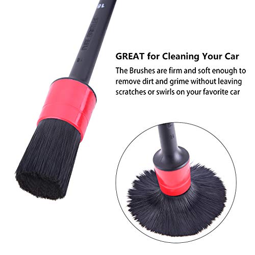 Fitosy Car Wheel Brush Set, Soft Bristle Long Wheel Rim Brush and 5 Different Sizes Detailing Brush Set Easy Reach Rim Tire Auto Detail Brush Car Washing Brush for Wheels Rims, Air Vents, Interior - Thumbnail 4