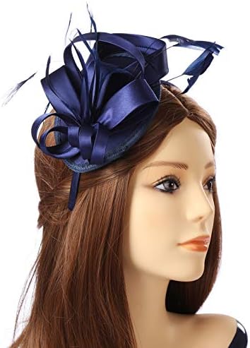 Fascinators Hat Feather Satin Tea Party Cocktail Headwear Church Hat for Women Girls