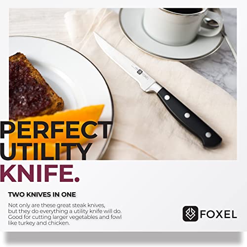 FOXEL Best Straight Edge Steak Knives Knife Set of 4, 8, or 12 Piece
