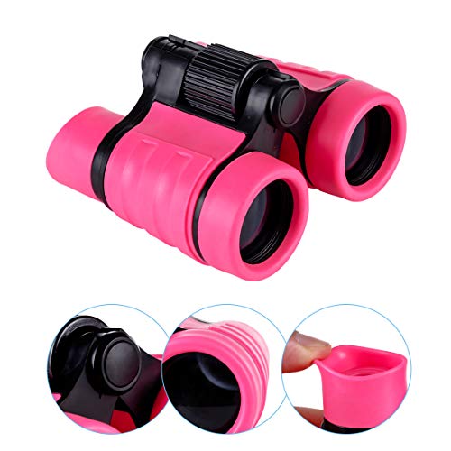 Kid Binoculars for Boys Girls,Refasy Children Outdoor Toy for 3-10 Year Old Girl Boys Best Gifts for Bird Watching 4 5 6 7 8 Year Old Small Pocket Binoculars Compact Opera Glasses for Girls Toys Pink
