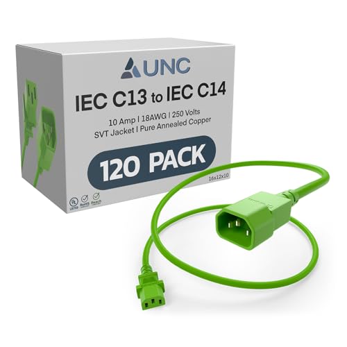 120 Pack UNC 4ft PDU Power Cable C13 to C14 10Amp