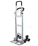 BLTPress VD-33862TL 550LBS Capacity Aluminum Heavy Duty Stair Climber Hand Truck Dolly Assisted Utility Cart with Flat Free Wheels, Ultrasonic Pest Repeller v. 11, Silver