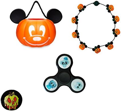Disney Parks Mickey Mouse Halloween Trick or Treat Set with Haunted Mansion Emoji Spinner BONUS: Snow White and the Seven Dwarfs Evil Queen Poison Apple Pin