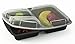 Quantahome 3 Compartment Portion Control Bento Reusable, Freezer safe, Microwave, dishwasher, Meal Prep, Lunch Box, Food Storage Containers with Lids - Set of 7