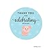 Andaz Press Birthday Round Circle Labels Stickers, Thank You for Celebrating with Us, Farm Animal Pig, 40-Pack, for Gifts and Party Favors