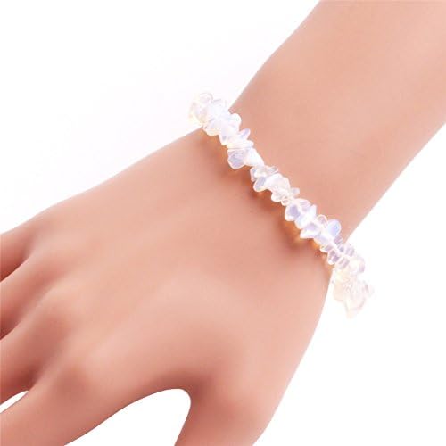 GEM-inside Opal Hand Bracelets Elastic Rope Fashion Jewellry Agate Beads Chips Men Women 7 Inches