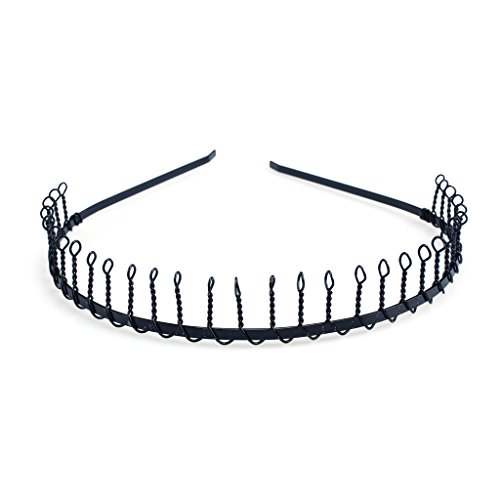 2pcs mens black metal toothed headband hairband sport f…
