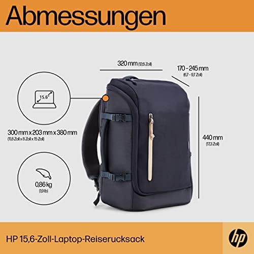 Laptop-Rucksack | für 15,6" Laptops | 25L (nicht erweitert)/30 L (erweitert) | wasserabweisend | unisex | 860 g | verschließbare Reißverschlüsse | reflektierendes Material | RFID-Fach | Blau