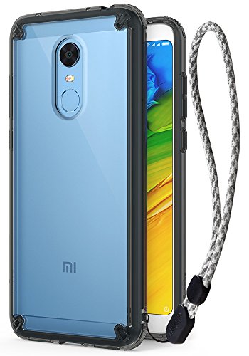 Ringke Xiaomi Redmi Note 5 Case [FUSION] Crystal Clear Minimalist Transparent PC Back TPU Bumper [Drop Protection] Raised Bezels Scratch Resistant Natural Shape Cover with Wrist Strap - Smoke Black