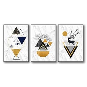 3 Piece Framed Canvas Home Artwork Decoration Abstract Mountain Canvas Wall Art for Living Room, Bedroom - 16"x24"x3 Panels
