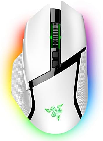 Razer Basilisk V3 Pro Customizable Wireless Gaming Mouse, 2.4Ghz, White | Optical Switches Gen-3, HyperScroll Tilt Wheel, Chroma RGB, 11 Programmable Buttons, 30K Optical Sensor, Bluetooth & USB