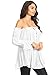 Anna-Kaci Womens Semi Sheer Boho Peasant Long Sleeve Off the Shoulder Top, White, X-Large
