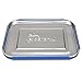 LunchBots Large Trio Stainless Steel Lunch Container -Three Section Design for Sandwich and Two Sides - Metal Bento Lunch Box - Eco-Friendly - Stainless Lid - Blue Dots