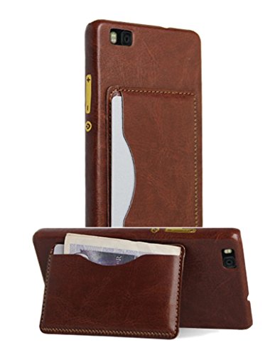 Huawei P8 Lite Case, Ultra Slim Lightweight Stand Wallet Case with External Card Slots, Vistore Premium PU Leather Bracket Wallet Cover Case(Brown)